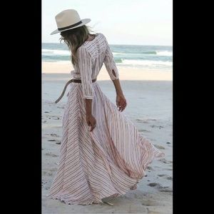 Spell and Gypsy pink Stipe Maxi Dress